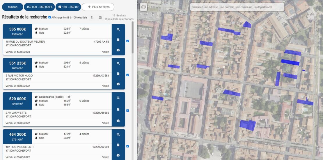 Prix des ventes d'appartement, maison ou de terrain 